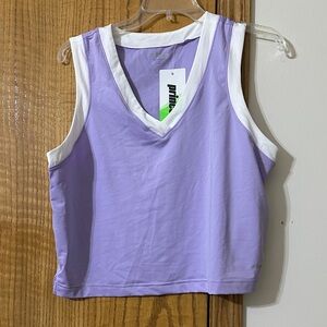 Prince Women's Purple and White V-Neck Tank Top